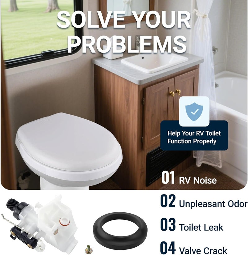 Fetechmate 2 Pack 31705 RV Toilet Water Valve Kit, 31688 Camper Toilet Valve Freeze-resistant Leak-resistant, Compatible with Thet-ford Aqua-Magic V High and Low Toilet, 31687 31684 RV Valve Module by - Image 2